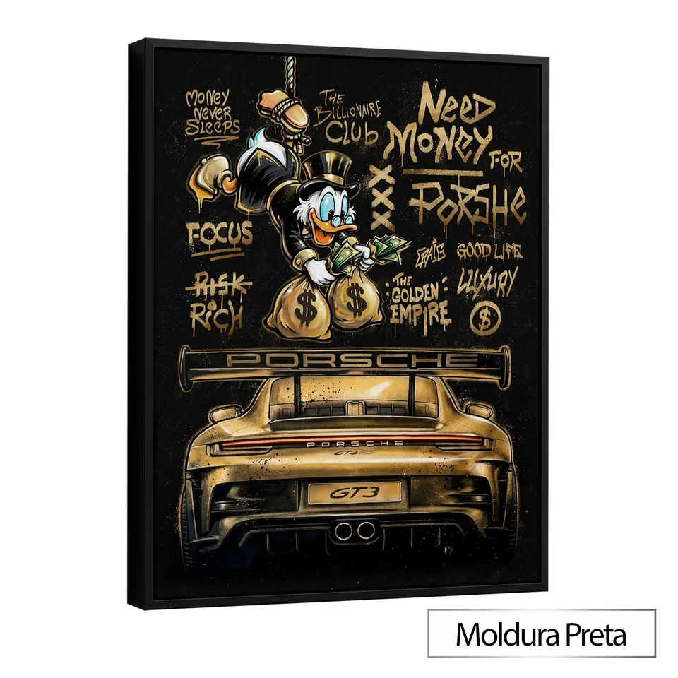 Quadro The Duck's Porsche Grafite Dourado — foto 6