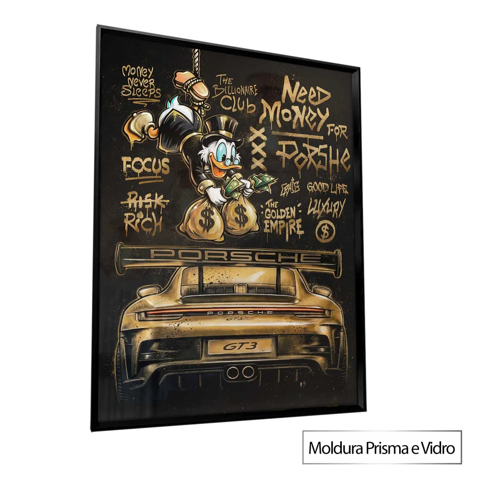 Quadro The Duck's Porsche Grafite Dourado — foto 9