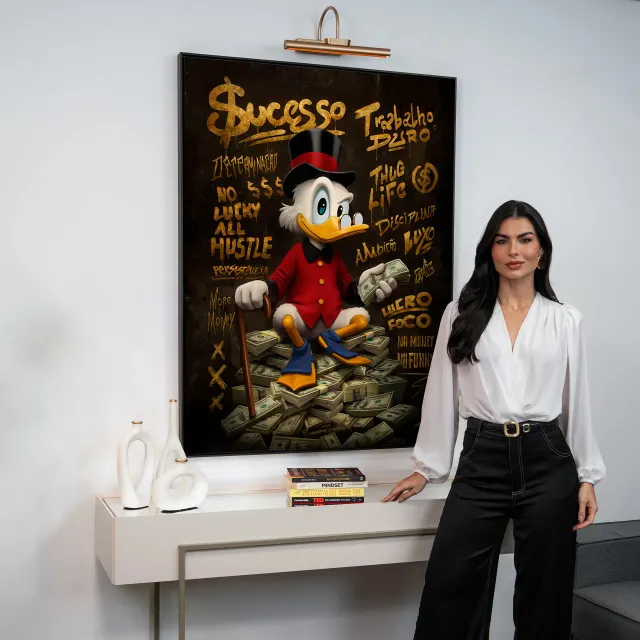 Quadro The Duck's Grafite Dourado