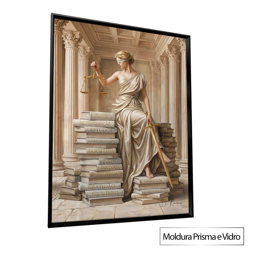 Quadro Themis A Guardiã do Conhecimento com moldura Prisma e vidro