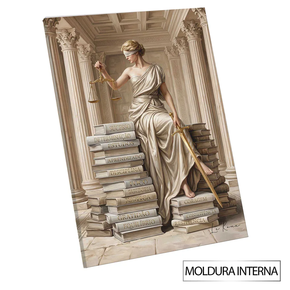 Quadro Themis A Guardiã do Conhecimento com moldura interna