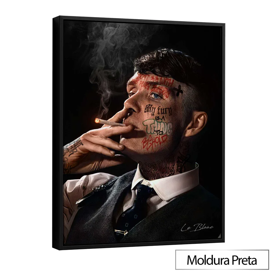 Quadro Tommy Shelby com moldura de filete preta