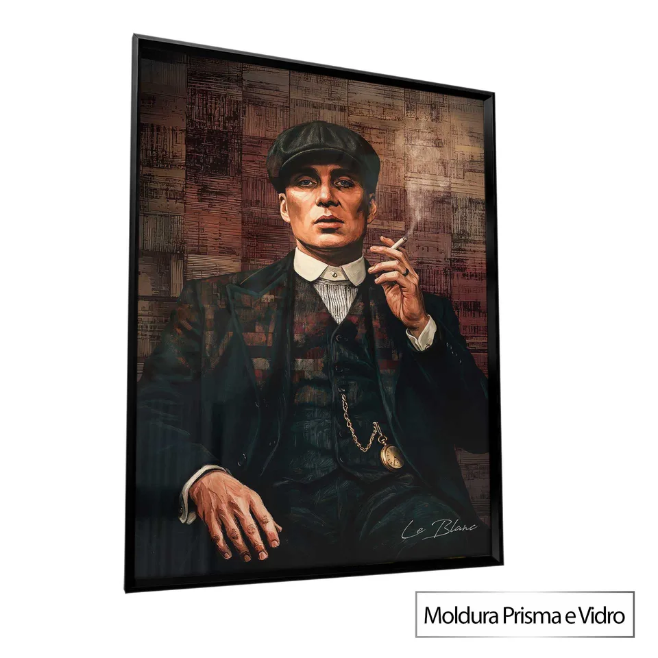 Quadro Tommy Shelby LegnArt com moldura Prisma e vidro