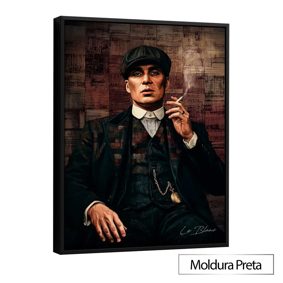Quadro Tommy Shelby LegnArt com moldura de filete preta