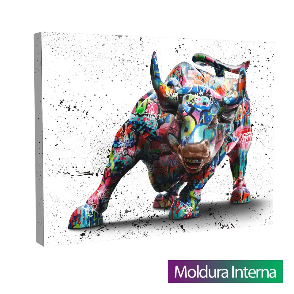 Quadro Touro de Wall Street Grafite Craig com moldura interna