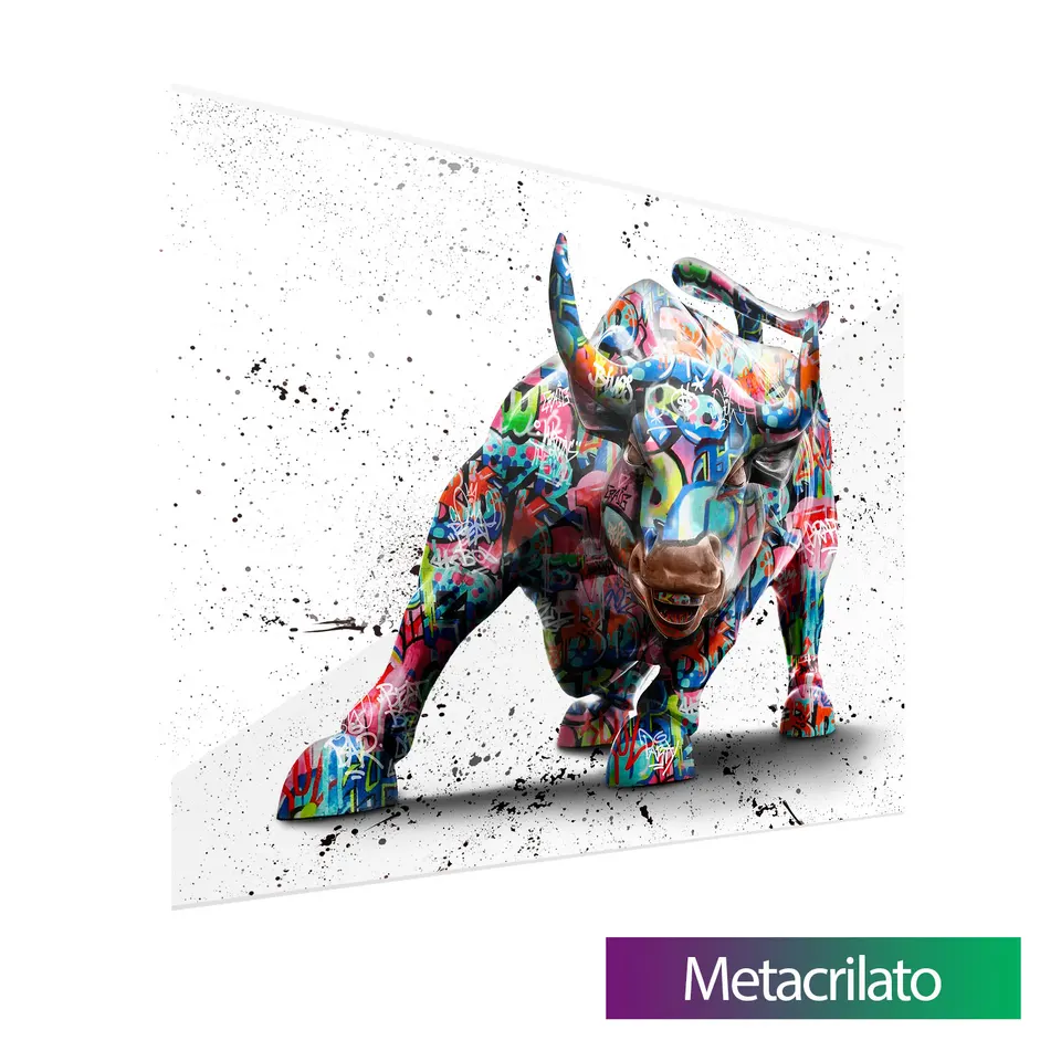 Quadro Touro de Wall Street Grafite Craig com acabamento em metacrilato