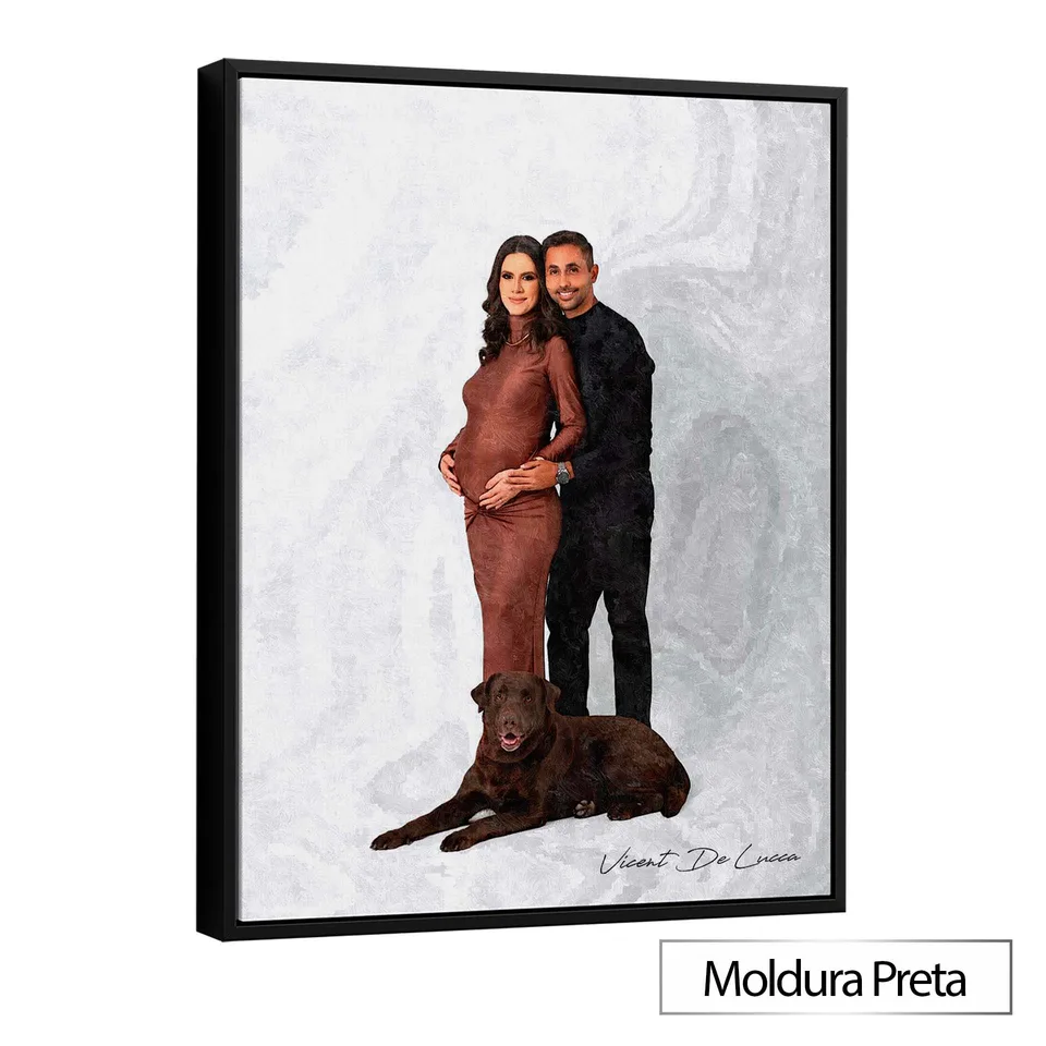 Quadro Transforme Sua Foto Em Pintura com moldura de filete preta