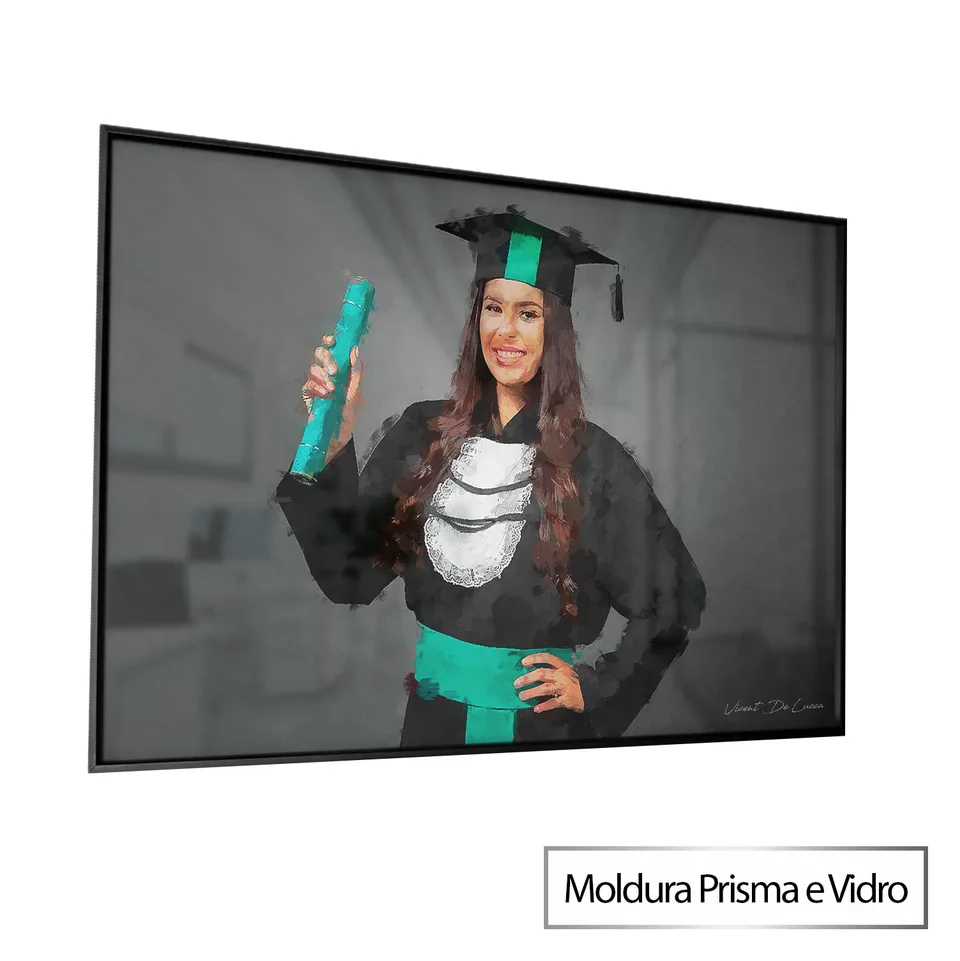 Quadro Transforme Sua Foto Em Pintura com moldura Prisma e vidro
