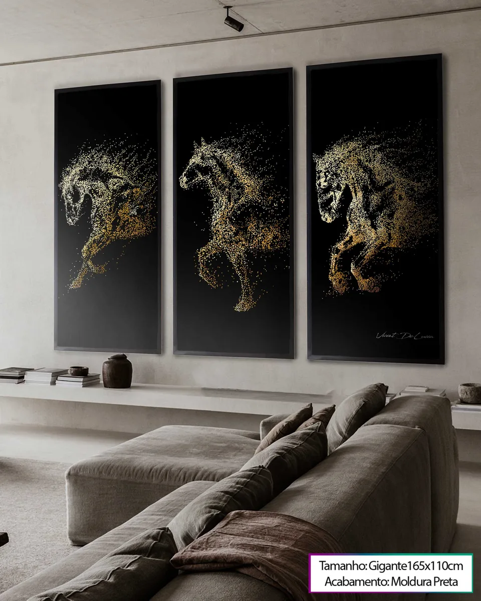 Quadro Trio de Cavalos Dourados, de Vicent de Lucca — foto 2