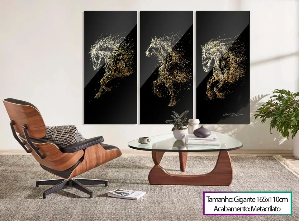 Quadro Trio de Cavalos Dourados, de Vicent de Lucca — foto 11