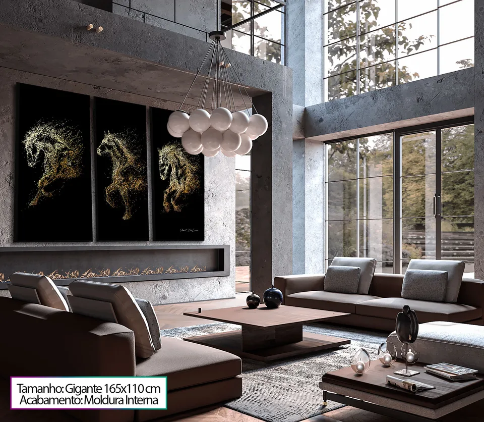 Quadro Trio de Cavalos Dourados, de Vicent de Lucca — foto 4