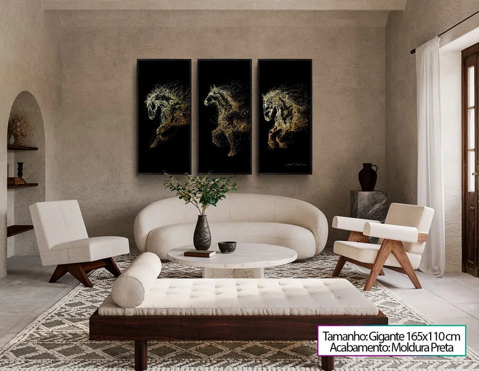 Quadro Trio de Cavalos Dourados, de Vicent de Lucca — foto 5