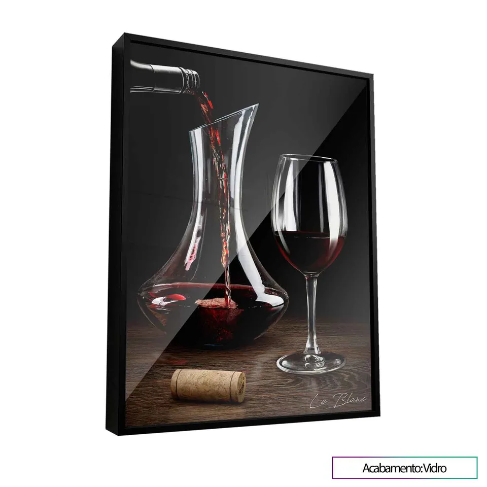 Quadro Um Bom Vinho com moldura Prisma e vidro