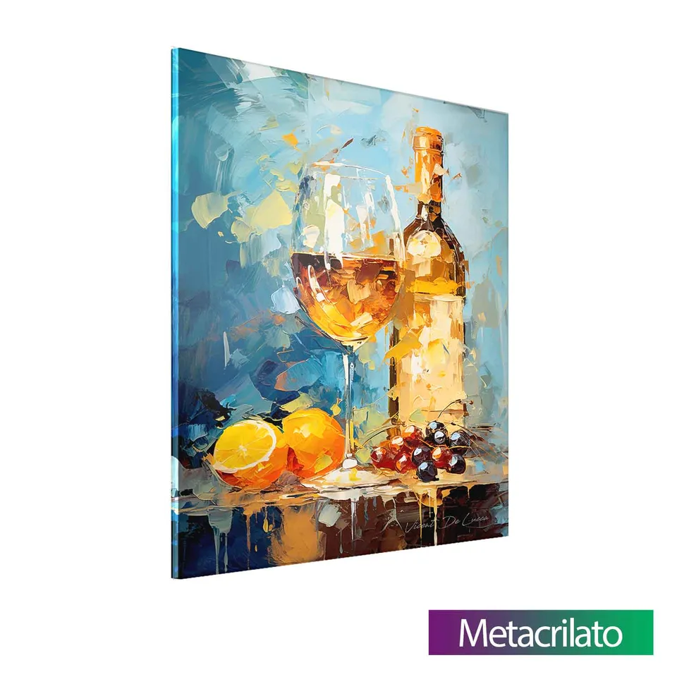 Quadro Vinho Branco com acabamento em metacrilato
