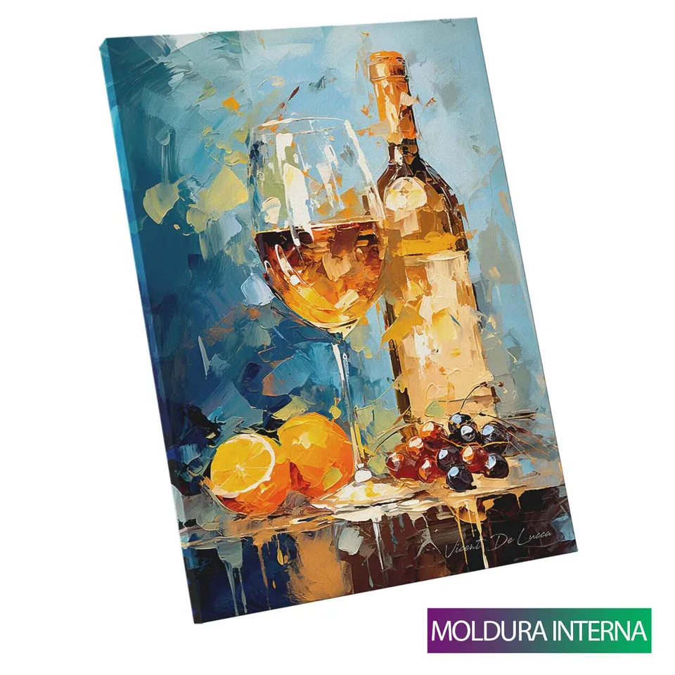 Quadro Vinho Branco com moldura interna