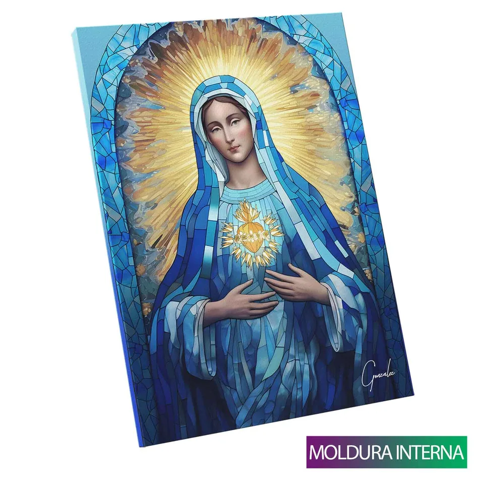 Quadro Virgem Maria Vitrart com moldura interna