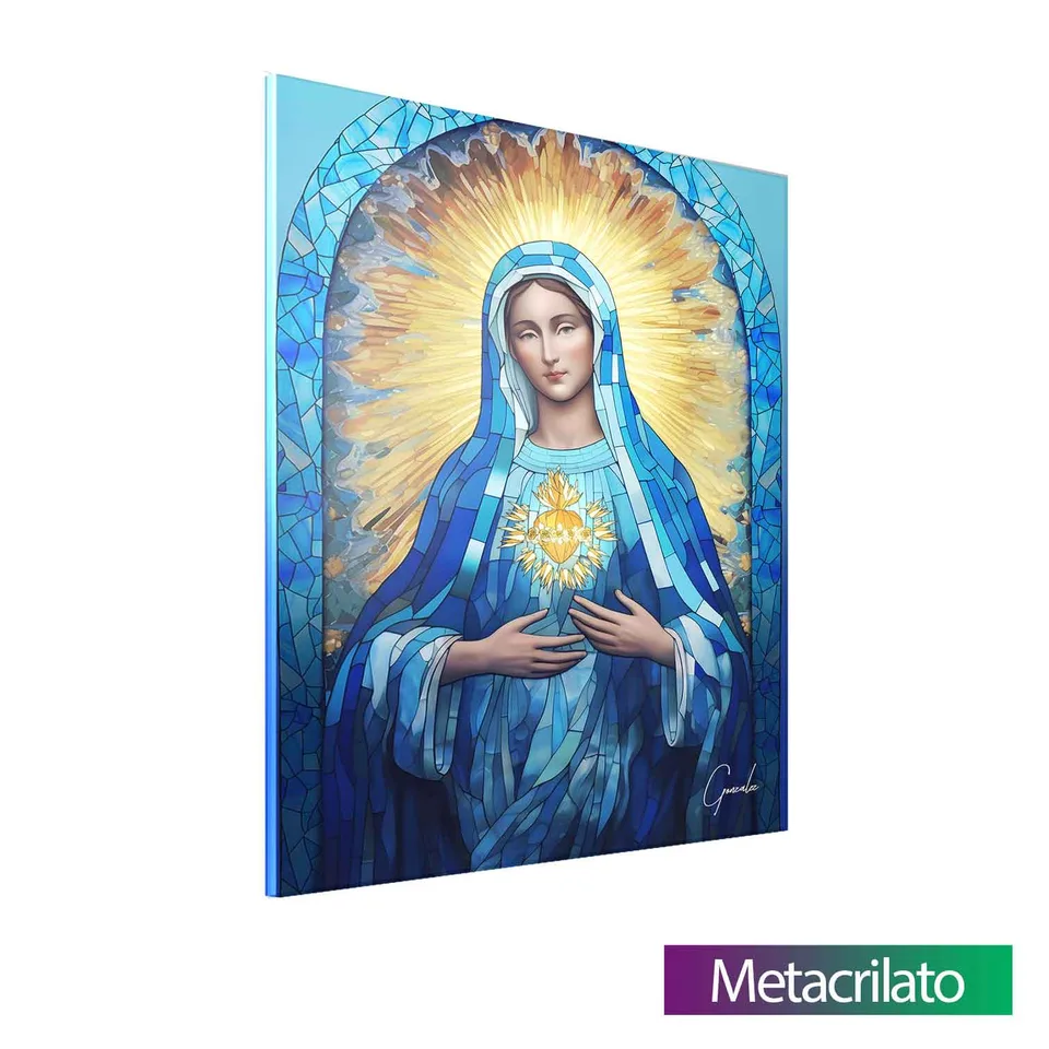 Quadro Virgem Maria Vitrart com acabamento em metacrilato