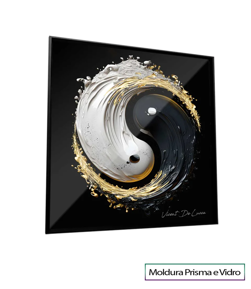Quadro Yin Yang com moldura Prisma e vidro