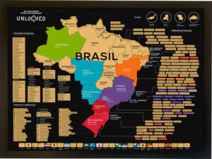 Mapa do Brasil de Raspar Unlocked Médio 82x60CM
