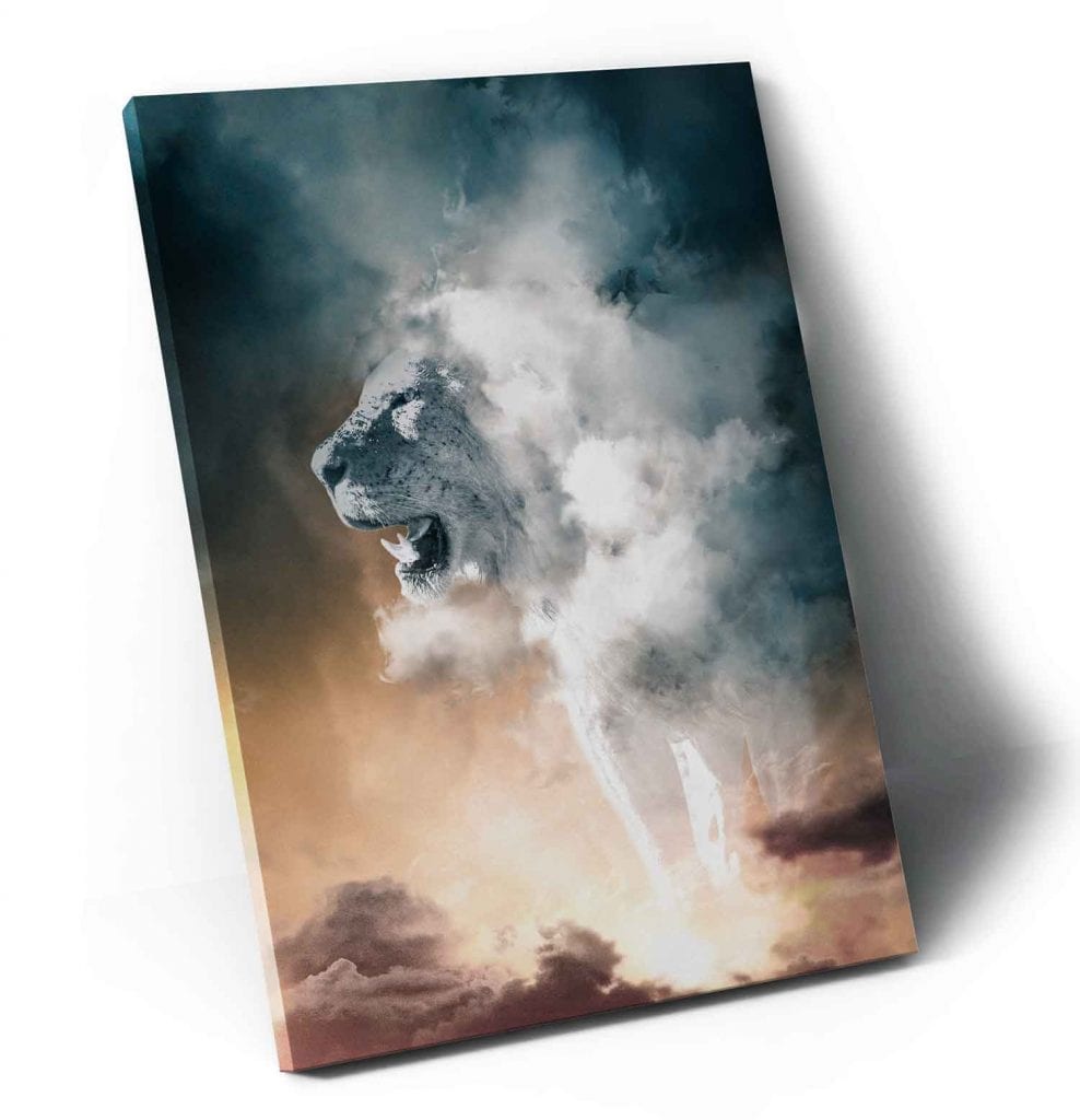 quadro de leao mercado livre - Nebuloso leão branco