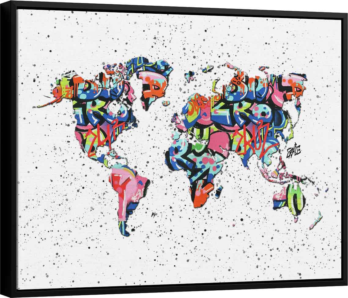 Quadro Mapa Mundi Grafite CRAIG