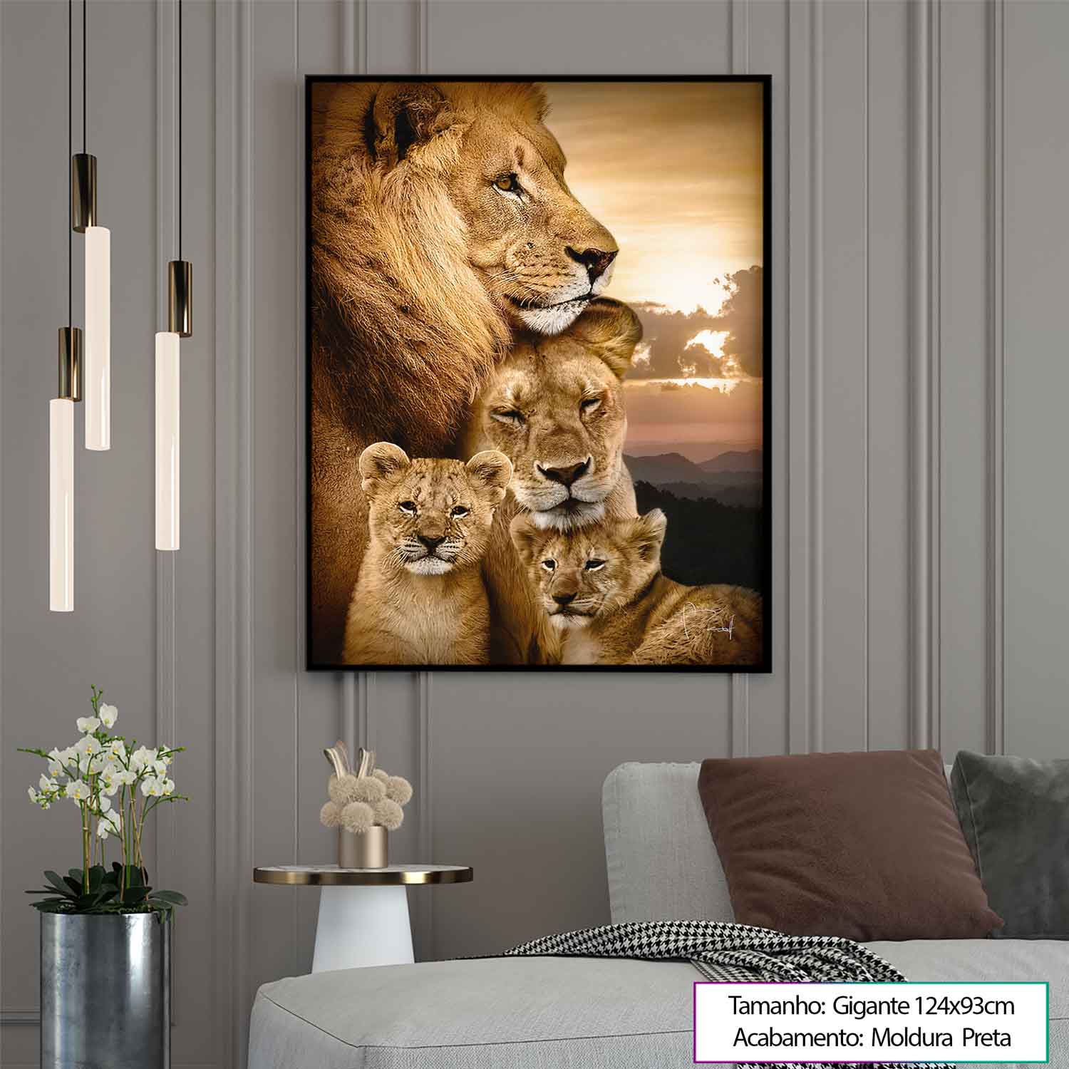 Família de Leões Colorido
