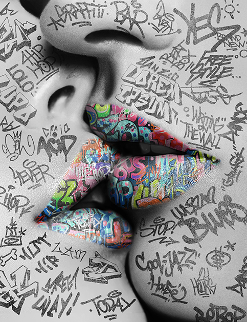 Quadro O Beijo Grafite CRAIG