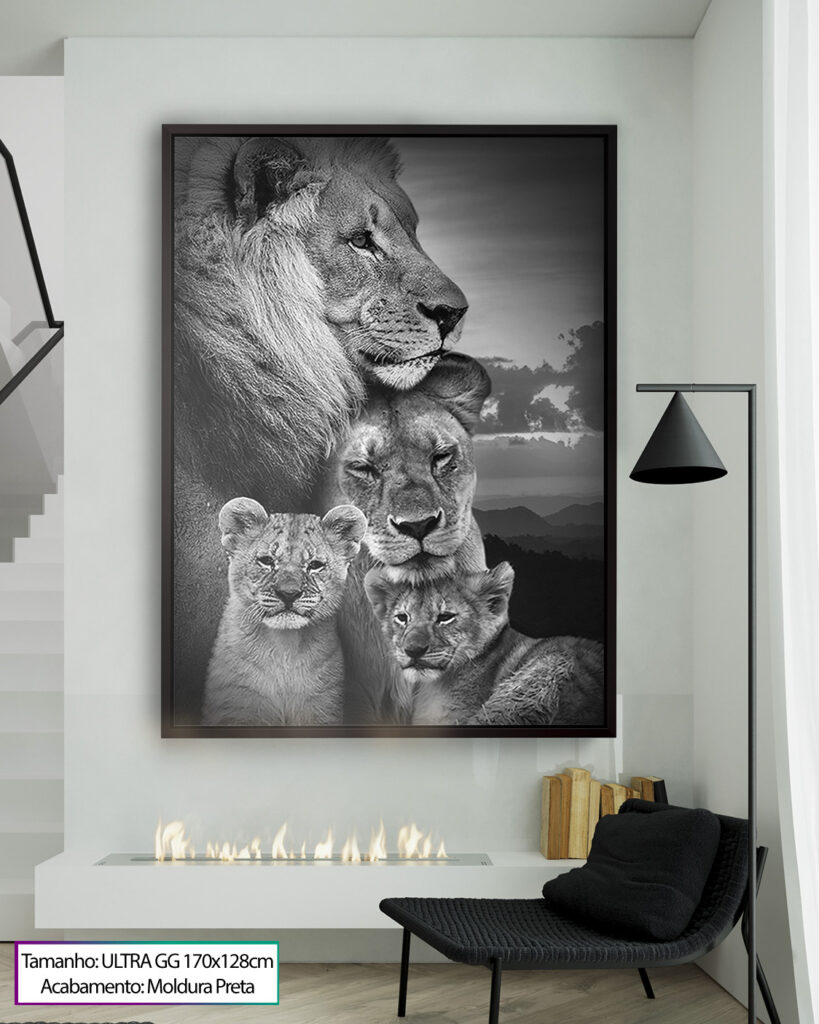 Quadros decorativos para sala - Família de leões