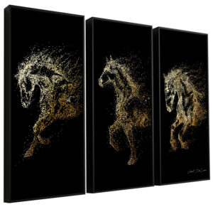 Quadro Trio de Cavalos Dourados