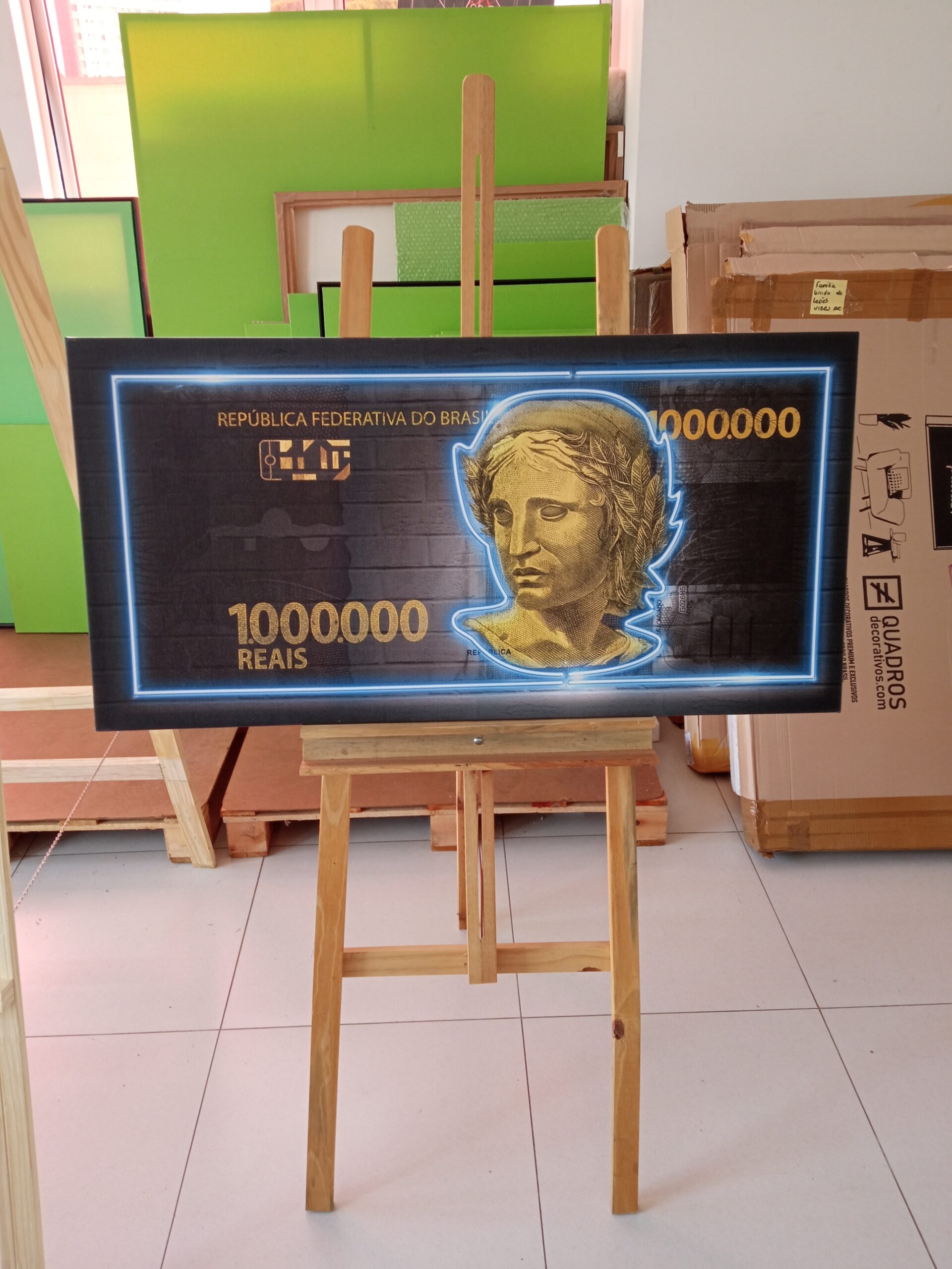 Quadro 1 Milhão De Reais Neon | QuadrosDecorativoscom