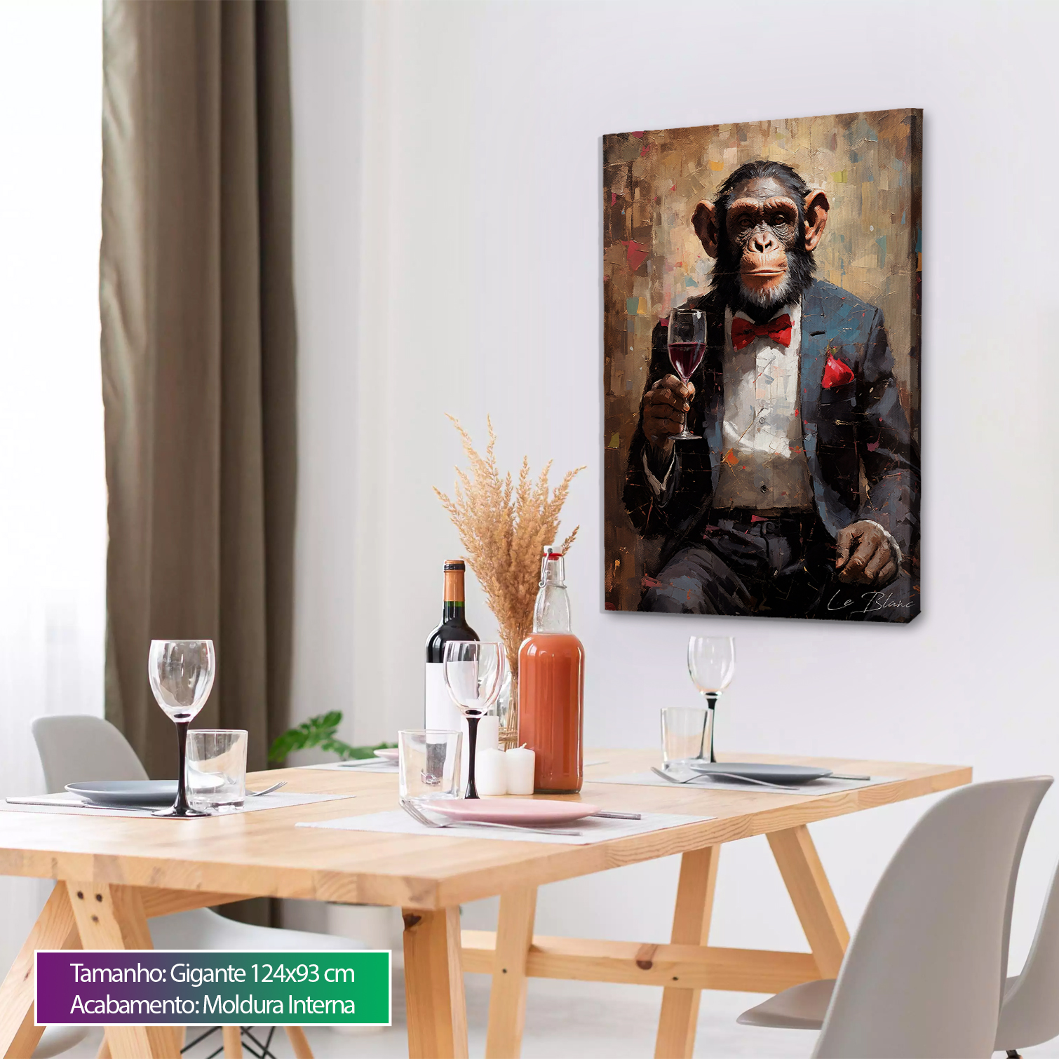 Quadro Macaco Sofisticado - Sala de Jantar