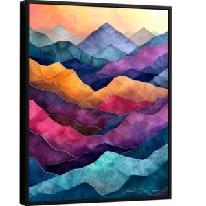 Quadro Abstrato Montanhas Coloridas