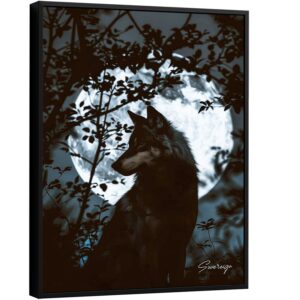 Quadro Lobo em Lua Cheia