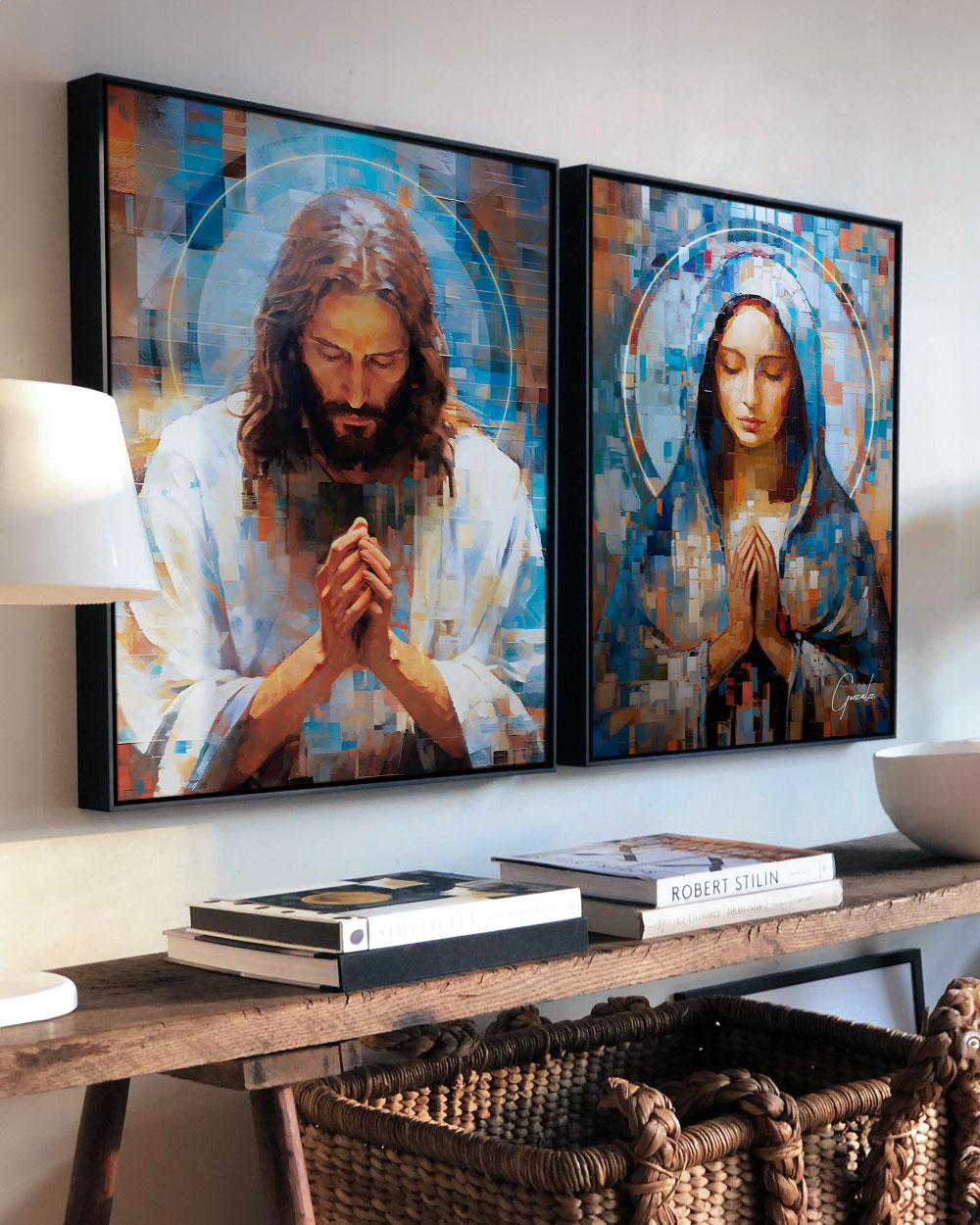 Quadros Jesus e Maria Grid Art Black Friday 2024 Quadros Decorativos