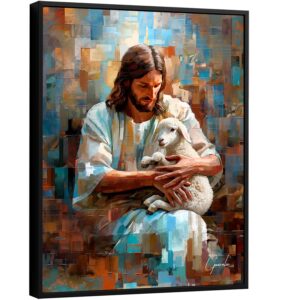 Quadro Jesus e o Cordeiro Grid Art