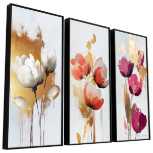 Quadro Flores Elegantes 3 Peças