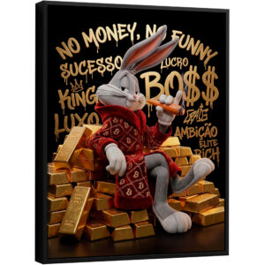 Quadro The Boss Bunny Grafite Dourado